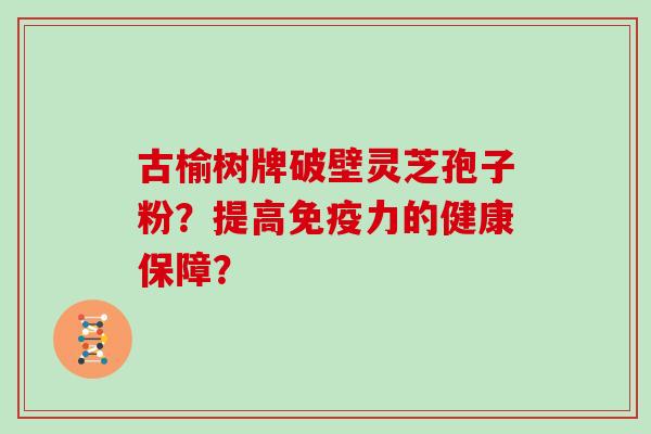古榆树牌破壁灵芝孢子粉？提高免疫力的健康保障？