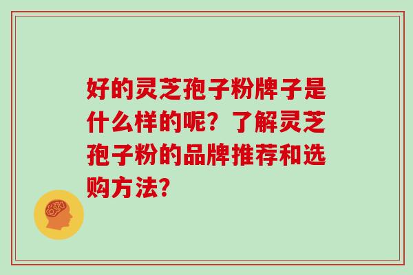 好的灵芝孢子粉牌子是什么样的呢？了解灵芝孢子粉的品牌推荐和选购方法？
