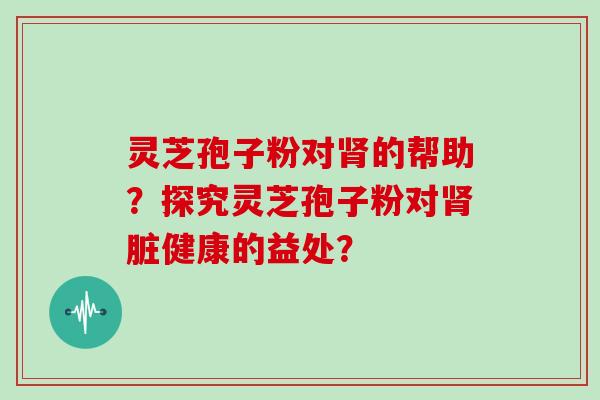 灵芝孢子粉对肾的帮助？探究灵芝孢子粉对肾脏健康的益处？