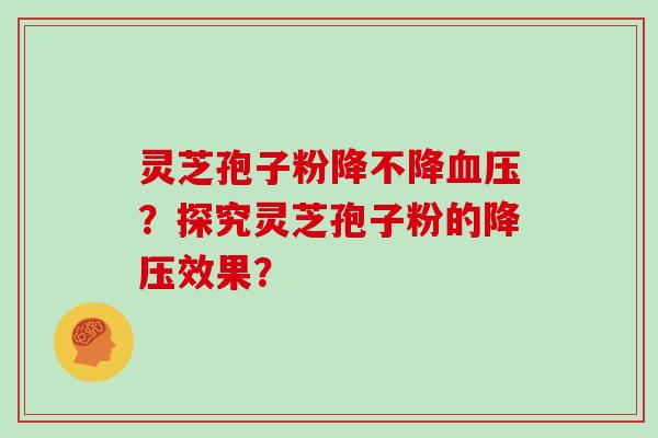 灵芝孢子粉降不降血压？探究灵芝孢子粉的降压效果？