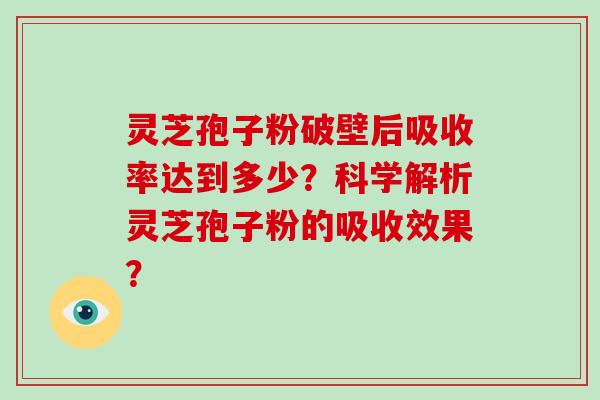 灵芝孢子粉破壁后吸收率达到多少？科学解析灵芝孢子粉的吸收效果？