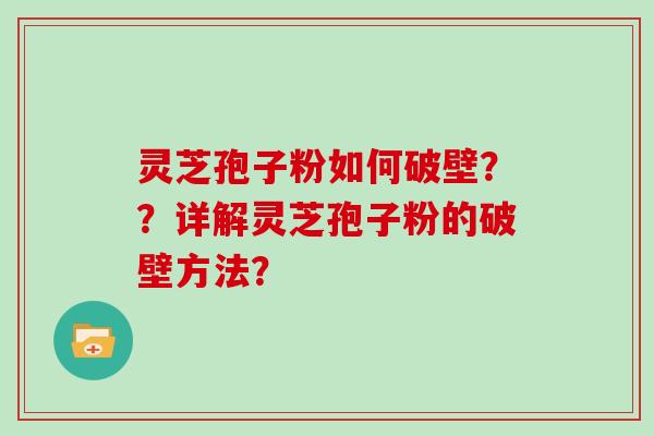 灵芝孢子粉如何破壁？？详解灵芝孢子粉的破壁方法？