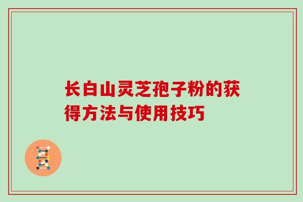 长白山灵芝孢子粉的获得方法与使用技巧