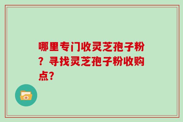 哪里专门收灵芝孢子粉？寻找灵芝孢子粉收购点？