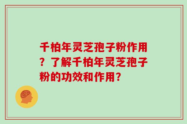 千柏年灵芝孢子粉作用？了解千柏年灵芝孢子粉的功效和作用？