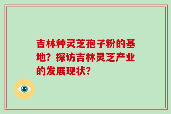 吉林种灵芝孢子粉的基地？探访吉林灵芝产业的发展现状？