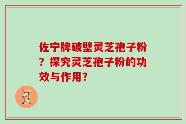 佐宁牌破壁灵芝孢子粉？探究灵芝孢子粉的功效与作用？