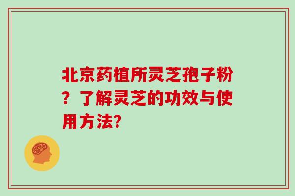 北京药植所灵芝孢子粉？了解灵芝的功效与使用方法？
