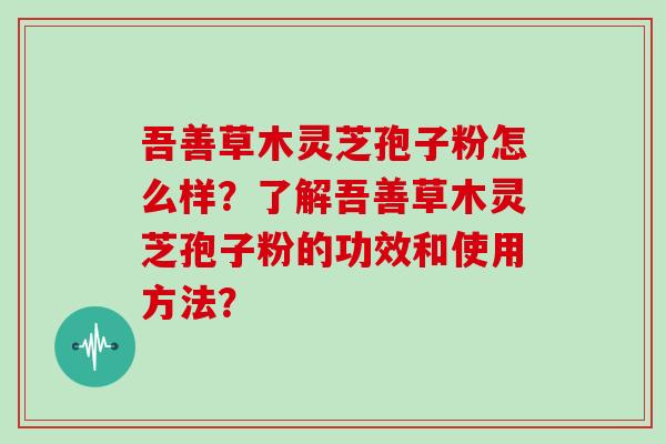 吾善草木灵芝孢子粉怎么样？了解吾善草木灵芝孢子粉的功效和使用方法？