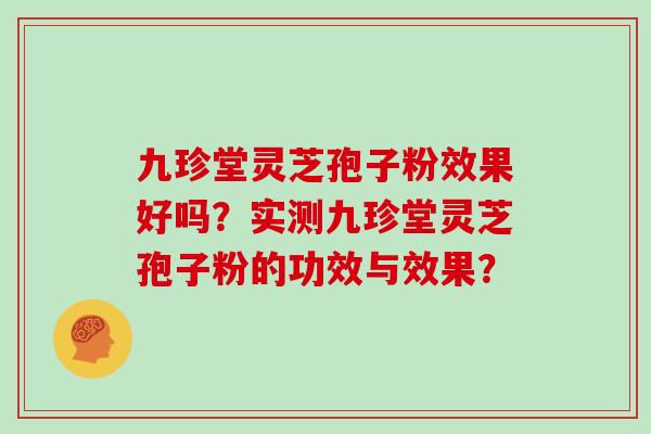 九珍堂灵芝孢子粉效果好吗？实测九珍堂灵芝孢子粉的功效与效果？