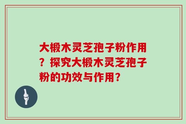 大椴木灵芝孢子粉作用？探究大椴木灵芝孢子粉的功效与作用？