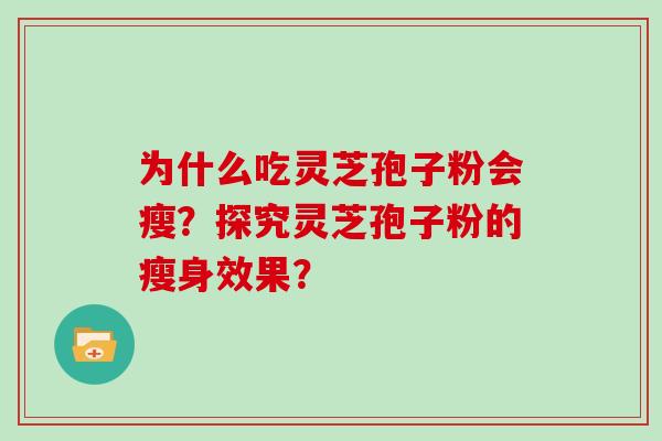 为什么吃灵芝孢子粉会瘦？探究灵芝孢子粉的瘦身效果？