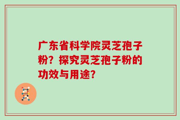 广东省科学院灵芝孢子粉？探究灵芝孢子粉的功效与用途？
