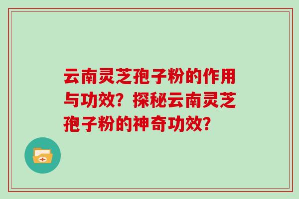 云南灵芝孢子粉的作用与功效？探秘云南灵芝孢子粉的神奇功效？