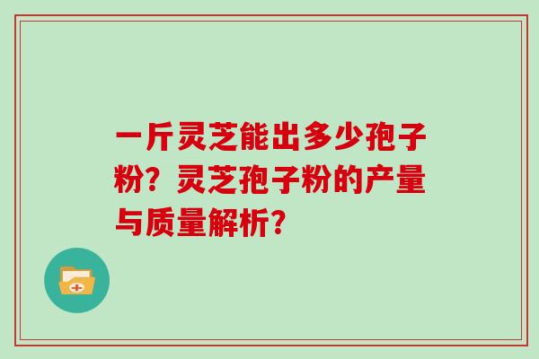 一斤灵芝能出多少孢子粉？灵芝孢子粉的产量与质量解析？