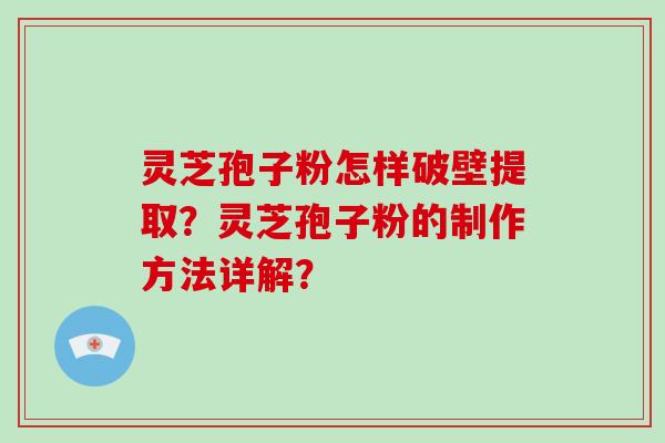 灵芝孢子粉怎样破壁提取？灵芝孢子粉的制作方法详解？