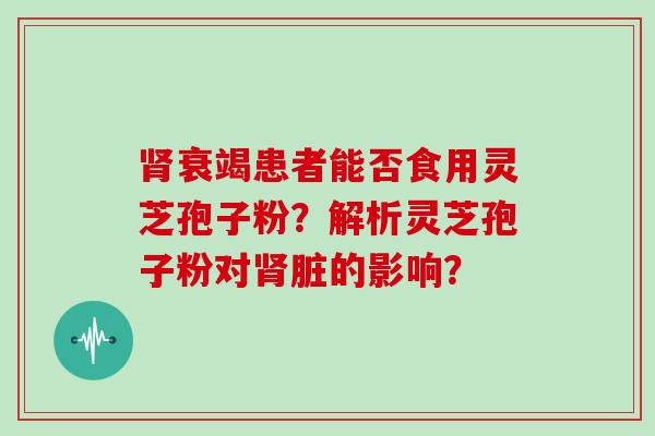 肾衰竭患者能否食用灵芝孢子粉？解析灵芝孢子粉对肾脏的影响？