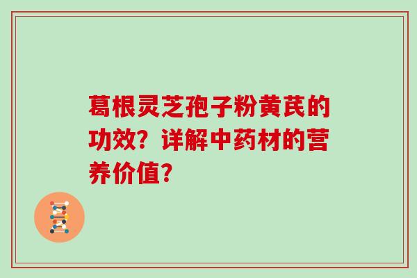 葛根灵芝孢子粉黄芪的功效？详解中药材的营养价值？