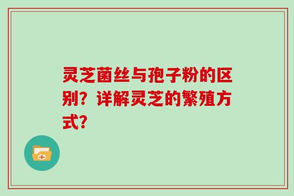 灵芝菌丝与孢子粉的区别?详解灵芝的繁殖方式?-第1张图片-灵芝大师 灵芝菌丝与孢子粉的区别?详解灵芝的繁殖方式?-第1张图片-灵芝大师