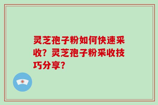 灵芝孢子粉如何快速采收？灵芝孢子粉采收技巧分享？