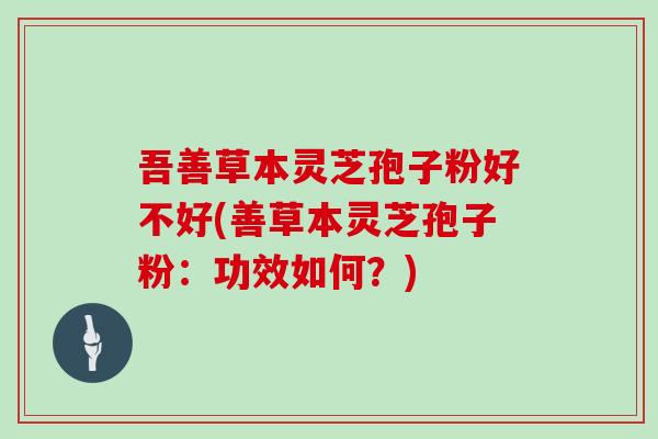 吾善草本灵芝孢子粉好不好(善草本灵芝孢子粉：功效如何？)