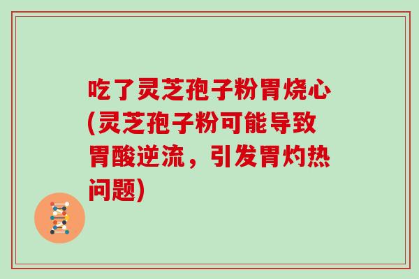 吃了灵芝孢子粉胃烧心(灵芝孢子粉可能导致胃酸逆流，引发胃灼热问题)