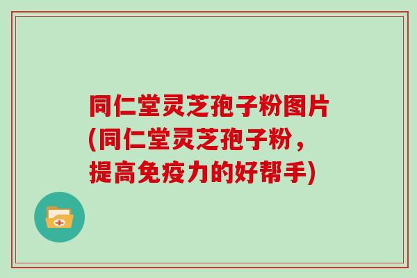 同仁堂灵芝孢子粉图片(同仁堂灵芝孢子粉，提高免疫力的好帮手)