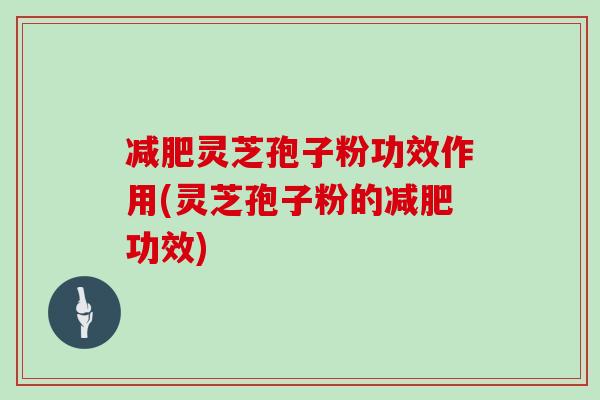 减肥灵芝孢子粉功效作用(灵芝孢子粉的减肥功效)
