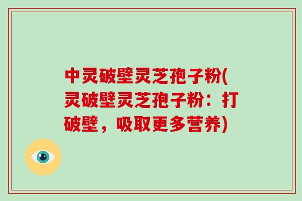 中灵破壁灵芝孢子粉(灵破壁灵芝孢子粉：打破壁，吸取更多营养)