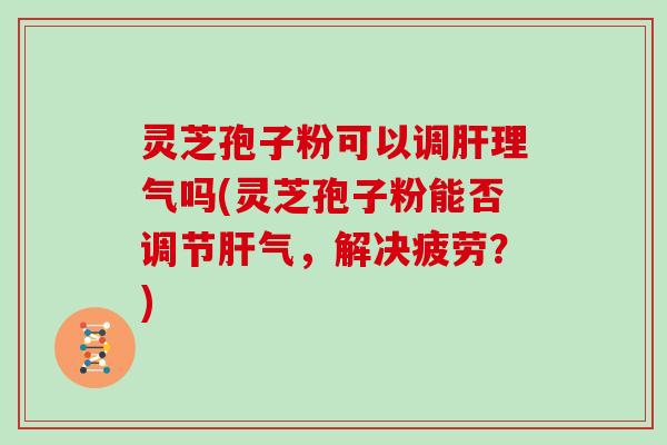 灵芝孢子粉可以调肝理气吗(灵芝孢子粉能否调节肝气，解决疲劳？)