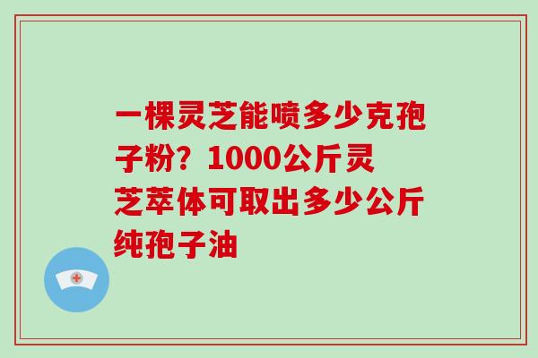 一棵灵芝能喷多少克孢子粉?1000公斤灵芝萃体可取出多少公斤纯孢子油-第1张图片-灵芝大师 一棵灵芝能喷多少克孢子粉?1000公斤灵芝萃体可取出多少公斤纯孢子油-第1张图片-灵芝大师