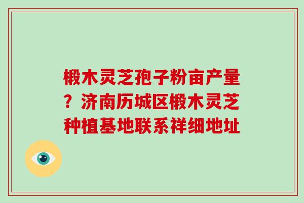 椴木灵芝孢子粉亩产量？济南历城区椴木灵芝种植基地联系祥细地址