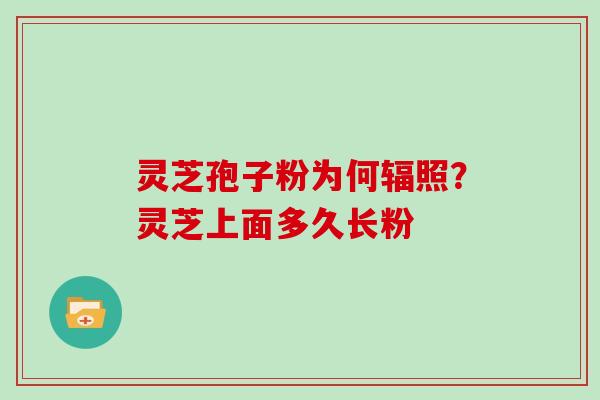 灵芝孢子粉为何辐照？灵芝上面多久长粉