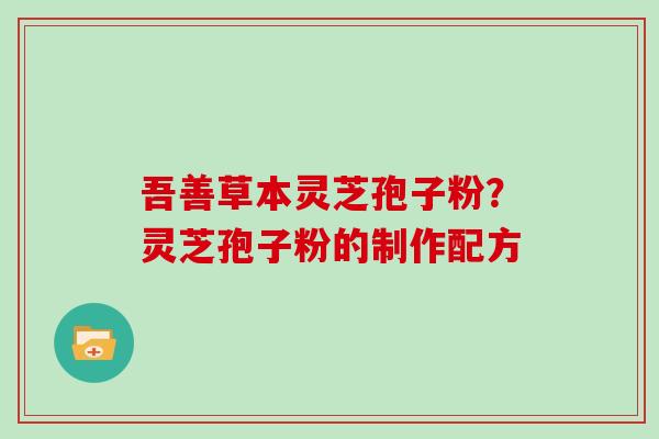 吾善草本灵芝孢子粉？灵芝孢子粉的制作配方