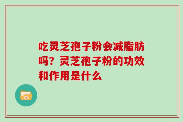 吃灵芝孢子粉会减脂肪吗？灵芝孢子粉的功效和作用是什么