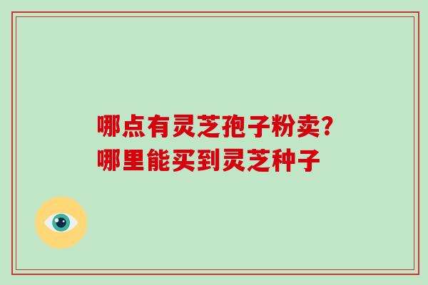 哪点有灵芝孢子粉卖？哪里能买到灵芝种子