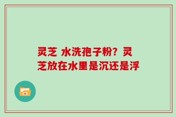 灵芝 水洗孢子粉？灵芝放在水里是沉还是浮