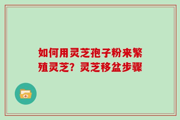 如何用灵芝孢子粉来繁殖灵芝？灵芝移盆步骤-第1张图片-灵芝大师