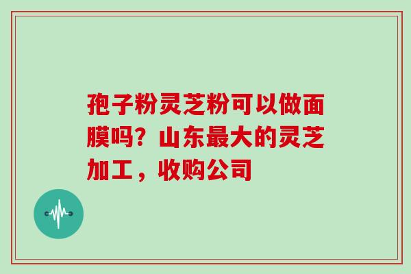 孢子粉灵芝粉可以做面膜吗？山东最大的灵芝加工，收购公司