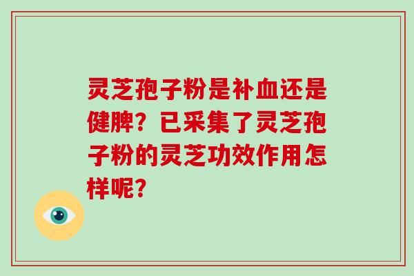 灵芝孢子粉是补血还是健脾？已采集了灵芝孢子粉的灵芝功效作用怎样呢？