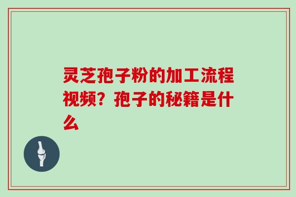 灵芝孢子粉的加工流程视频？孢子的秘籍是什么