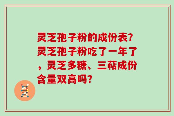 灵芝孢子粉的成份表？灵芝孢子粉吃了一年了，灵芝多糖、三萜成份含量双高吗？