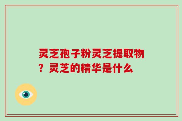 灵芝孢子粉灵芝提取物？灵芝的精华是什么