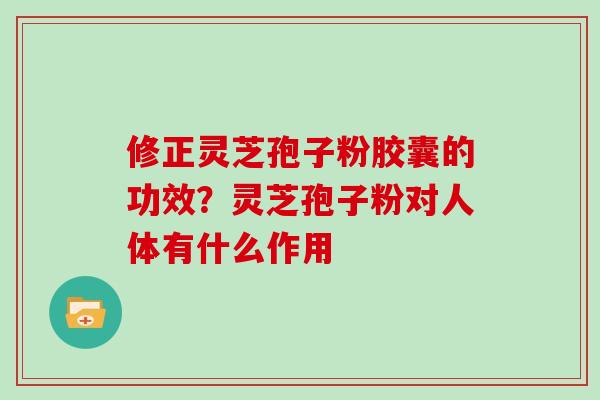 修正灵芝孢子粉胶囊的功效?灵芝孢子粉对人体有什么作用-第1张图片-灵芝大师 修正灵芝孢子粉胶囊的功效?灵芝孢子粉对人体有什么作用-第1张图片-灵芝大师