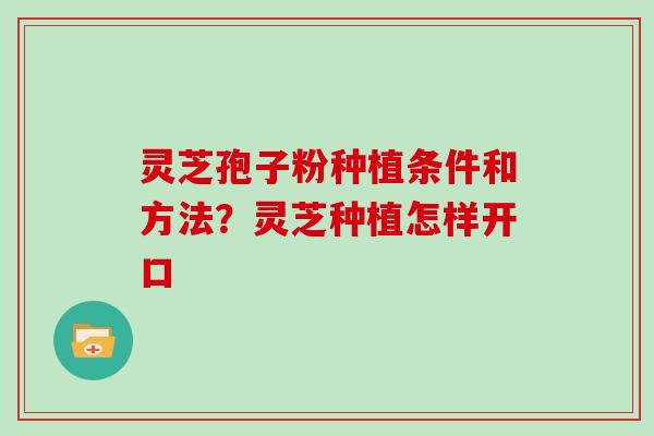 灵芝孢子粉种植条件和方法？灵芝种植怎样开口