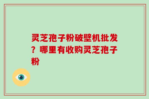 灵芝孢子粉破壁机批发？哪里有收购灵芝孢子粉