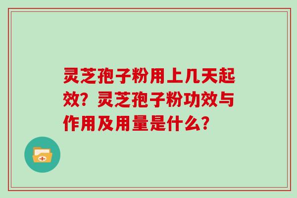 灵芝孢子粉用上几天起效？灵芝孢子粉功效与作用及用量是什么？