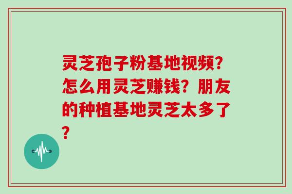灵芝孢子粉基地视频?怎么用灵芝赚钱?朋友的种植基地灵芝太多了?-第1张图片-灵芝大师 灵芝孢子粉基地视频?怎么用灵芝赚钱?朋友的种植基地灵芝太多了?-第1张图片-灵芝大师