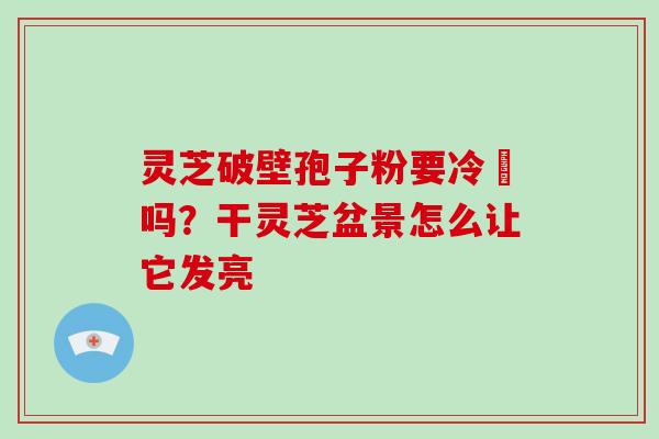灵芝破壁孢子粉要冷蔵吗？干灵芝盆景怎么让它发亮