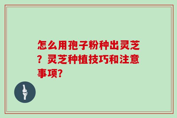 怎么用孢子粉种出灵芝？灵芝种植技巧和注意事项？